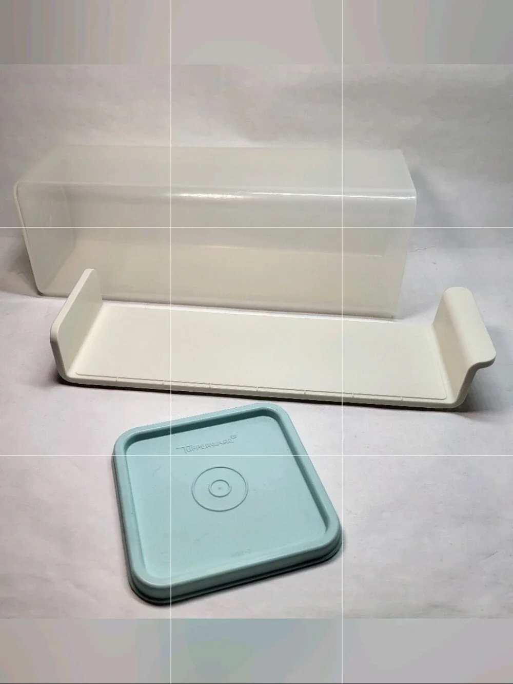 Tupperware Velveeta Cheese Keeper Green Lid Tray Clear #1696-8 #1698-8 #1697-7